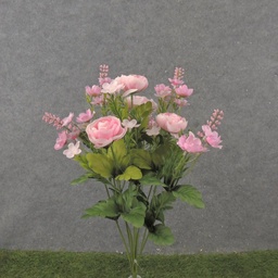 [SB2340-PNK] 18&quot; RANUNCULUS &amp; HEATHER BUSH X10 PINK