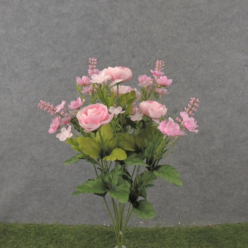 [SB2340-PNK] 18" RANUNCULUS & HEATHER BUSH X10 PINK
