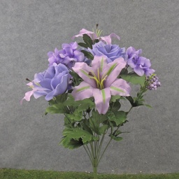 [SB2342-PLV] 21&quot; LILY/HYDRANGEA/ROSE BUSH X13 PURPLE/LAVENDER