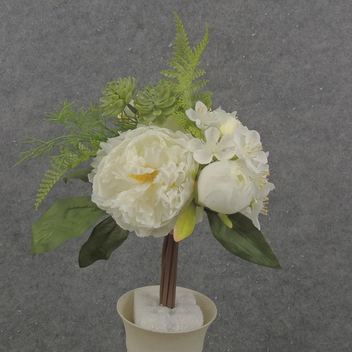 [SB2353-CRW] 11" PEONY/HYDRANGEA BOUQUET X6 CREAM/WHITE