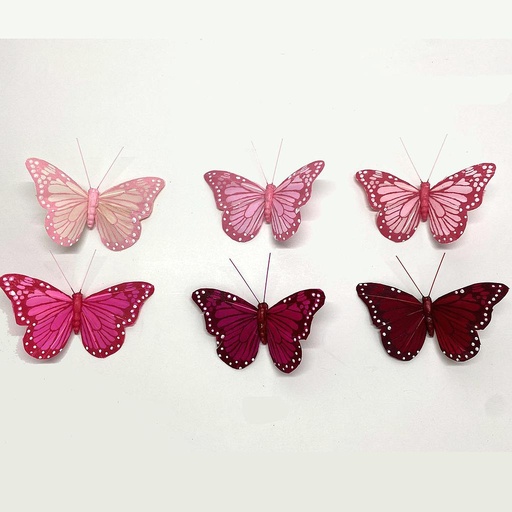 [BN2009-WIR] 3.5" BUTTERFLIES SHADES OF RED/PINK W/WIRE