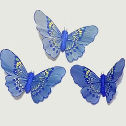 [BN2003W-BLU] 3.5" PAINTED BUTTERFLIES BLUE MIX 3-ASST W/WIRE