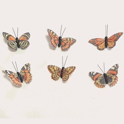 [BN2002-WIR] 3.5" BUTTERFLIES ORANGE/YELLOW MIX W/WIRE