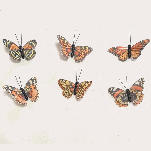 [BN2002-WIR] 3.5" BUTTERFLIES ORANGE/YELLOW MIX W/WIRE