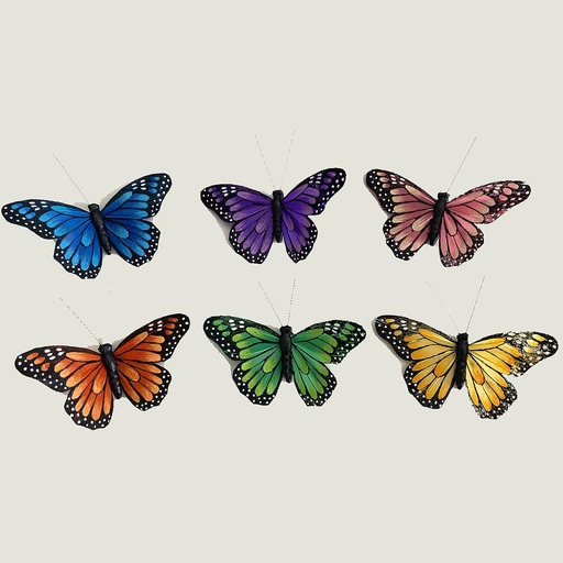 [BN2006-WIR] 4.5" JEWELTONE MONARCH BUTTERFLIES 6-ASST W/WIRE