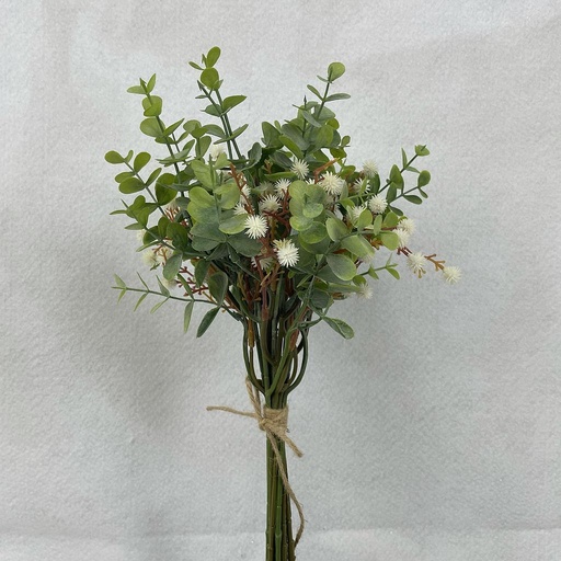 [SB2381-WHT] 14" EUCALYPTUS & MINI BUR BUNDLE WHITE