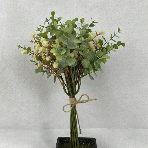 [SB2381-CRM] 14" EUCALYPTUS & MINI BUR BUNDLE CREAM