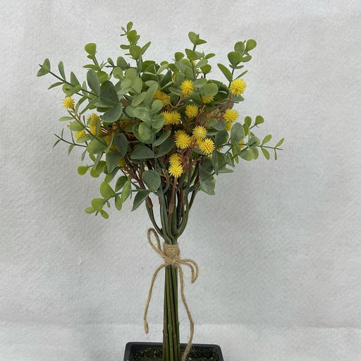 [SB2381-YEL] 14" EUCALYPTUS & MINI BUR BUNDLE YELLOW