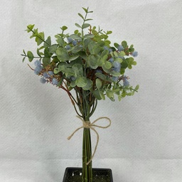 [SB2381-BLU] 14&quot; EUCALYPTUS &amp; MINI BUR BUNDLE BLUE