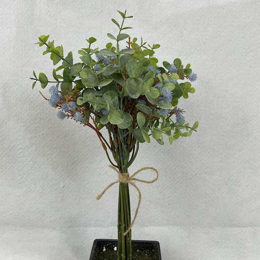 [SB2381-BLU] 14" EUCALYPTUS & MINI BUR BUNDLE BLUE