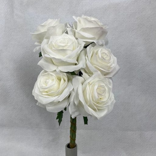 [SE1095-WHT] OPEN ROSE BUNDLE X6 WHITE