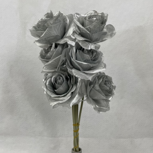 [SE1095-SIL] OPEN ROSE BUNDLE X6 SILVER