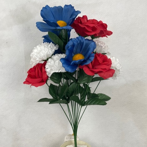 [SE2541] 19" POPPY/ROSE/CARN BUSH X14 RED/WHT/BLU