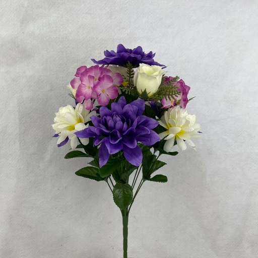 [SN2704] DAHLIA/MUM/ROSE MIXED BUSH X14 PUR/CRM/PNK