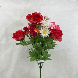 [SN2706] PEONY/ROSE/DAISY MIXED BUSH X11 RED/BEAUTY