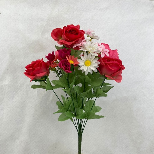 [SN2706] PEONY/ROSE/DAISY MIXED BUSH X11 RED/BEAUTY