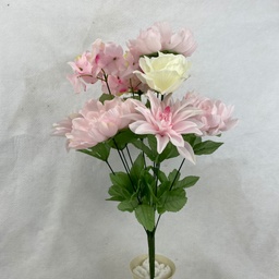 [SN2707] PEONY/DAHLIA/ROSE MIXED BUSH X11 PINK/CREAM