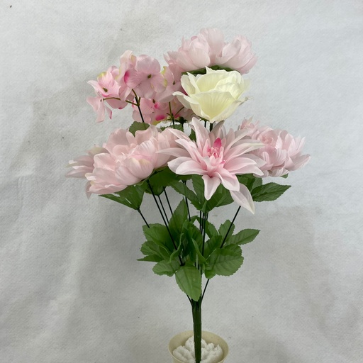 [SN2707] PEONY/DAHLIA/ROSE MIXED BUSH X11 PINK/CREAM