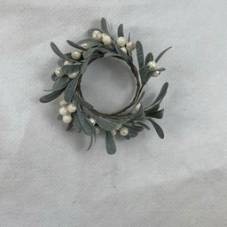 [XL2615-S] 3.5&quot; FROSTED MISTLETOE CANDLE RING