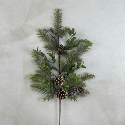 [XL2627] 32" PINE AND LEAF SPRAY W/ BLUE BERRIES AND CONES