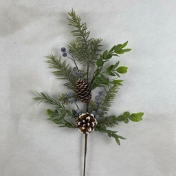 [XL2628] 24" PINE AND LEAF SPRAY W/ BLUE BERRIES AND CONES