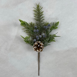 [XL2629] 14" PINE AND LEAF PICK W/ BLUE BERRIES AND CONES