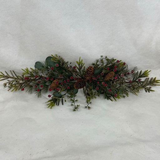 [XL2638] 28"  W/ GLITTER PINE EUCALYPTUS AND RED BERRY 