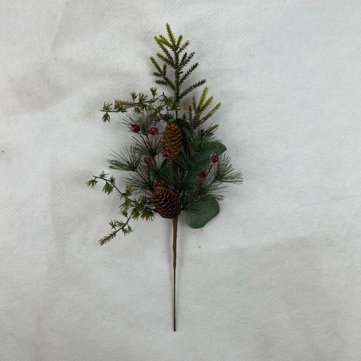 [XL2640] 18" SPRAY W/ GLITTER PINE EUCALYPTUS AND RED BERRY 