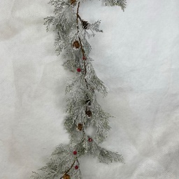 [XL2648] 59" PINE GARLAND W/ SNOW AND RED BERRIES