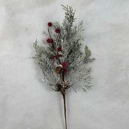 [XL2652] 20" PINE SPRAY W/ SNOW AND RED BERRIES