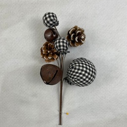 [XL2657] 12" BLACK AND WHITE BALL AND BELL PICK