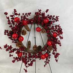 [XA2002] 18" BERRY WREATH W/PINE CONES & BELLS