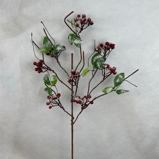 [XA2011-RED] 30" TWIG/BERRY SPRAY W/SNOW RED