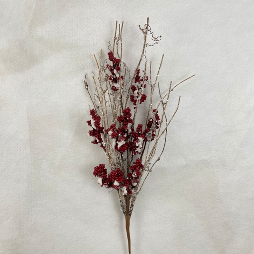 [XA2014] 28" TWIG & RED BERRY BUSH W/ SNOW