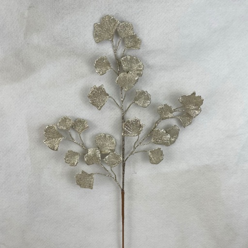 [XA2022-PTN] 25" GLITTERED GINKO LEAF SPRAY X3 PLATINUM