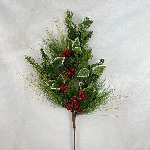 [XA2062] 28" MIXED PINE SPRAY W/BERRIES & CONES