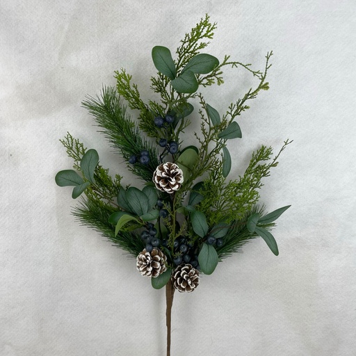 [XA2066] 27" MIXED PINE & LEAF SPRAY W/BLUE BERRIES