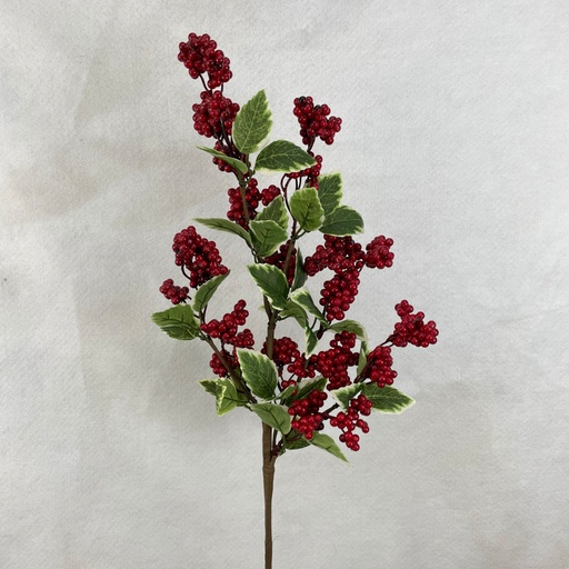 [XA2071] 26" BERRY SPRAY W/HOLLY LEAVES 