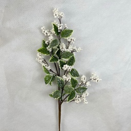 [XA2072] 28&quot; FROSTED WHITE BERRY SPRAY W/ VARIGATED LEAVES
