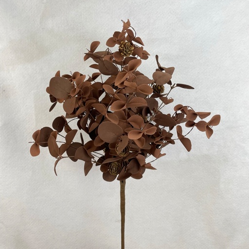 [SAF2001-BRN] 22" EUCALYPTUS BUSH W/CONES BROWN (FOAM)