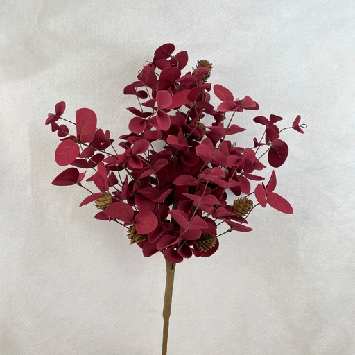 [SAF2001-RED] 22" EUCALYPTUS BUSH W/CONES RED (FOAM)