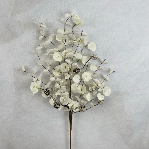 [XA2075] 28" FROSTED WHITE EUCALYPTUS BUSH W/CONES