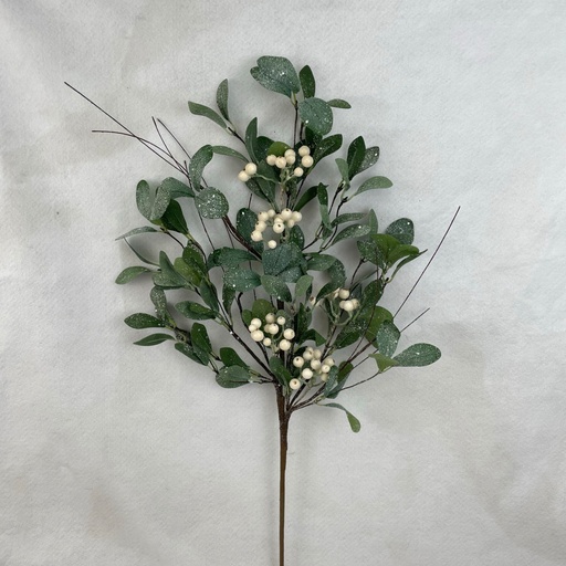[XA2076] 28" FROSTED LEAF BUSH W/ WHITE BERRIES