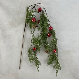 [XA2083] 42" HANGING CEDAR SPRAY W/ORNAMENTS FROSTED