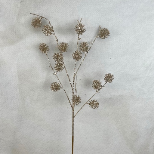 [XA2088-CHA] 33" GLITTER THISTLE SPRAY X5 CHAMPAGNE