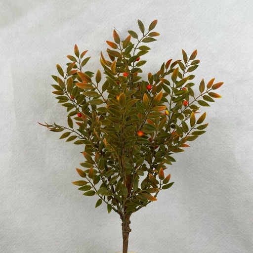 [SBF2329] 17" LEAF BUSH W/BERRIES X5 DUSTY GREEN