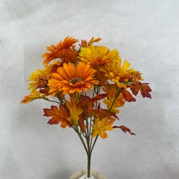 [SBF2333-OYL] 17" DAISY & OAKLEAF BUSH X10 ORANGE/YELLOW