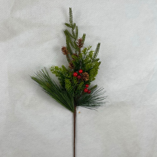[XB2304] 27" MIXED PINE SPRAY W/ BERRIES