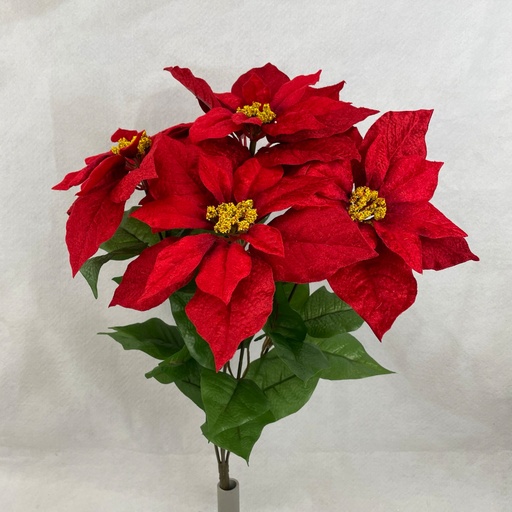 [XB2306] 21" RED VELVET POINSETTIA BUSH X5 