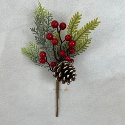 [XB2309-B] 11" FROSTED MIXED PINE PICK W/ BERRIES 